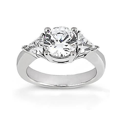 2.25 Carats Bague De Fiançailles Trois Pierres Véritable Diamants Or Blanc