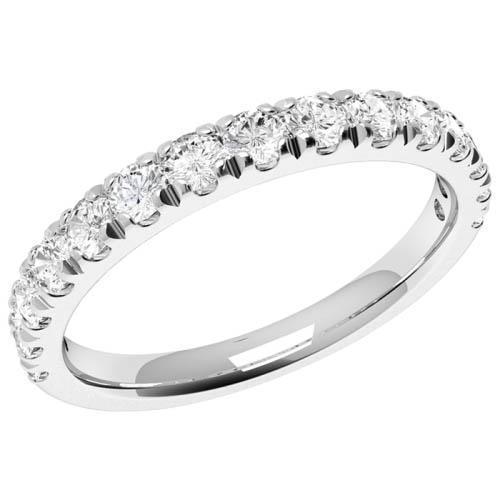 2.25 Carats Véritable Diamant Rond Demi-Éternité Bande De Mariage Femmes Bijoux