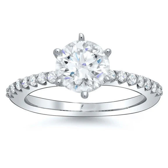 2.30 Carats Bague de Fiançailles Réel Diamant Scintillant Or Blanc 14K