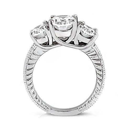 2.31 Carats Bague En Véritable Diamant De Mariage A Trois Pierres De Style Vintage Nouveau