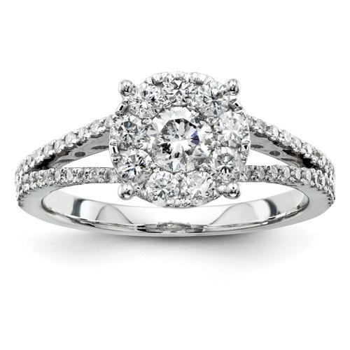 2.40 Carats Bague Femme Réel Diamants Pavée Avec Accents Or Blanc