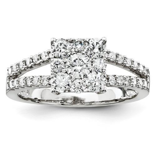 2.40 Carats Bague Réel Diamant Carré Solitaire Avec Accents