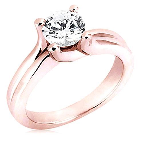 2.50 Carats Bague Solitaire Naturel Diamant Rond Or Rose Nouveau