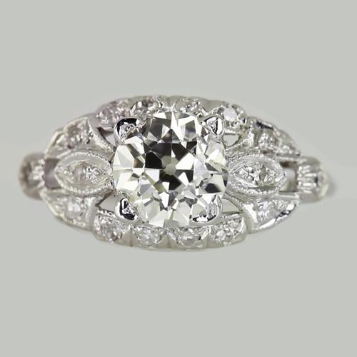 2.50 Carats Bague Solitaire Naturel Diamant Taille Ancienne Avec Accents Style Vintage
