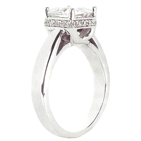 2.50 Carats Hidden Halo Princess Cut Réel Diamond Bague de Fiançailles Nouveau