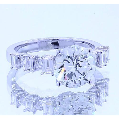 2.50 Carats Véritable Diamant Rond 4 Griffes Ensemble Bague De Fiançailles Bijoux