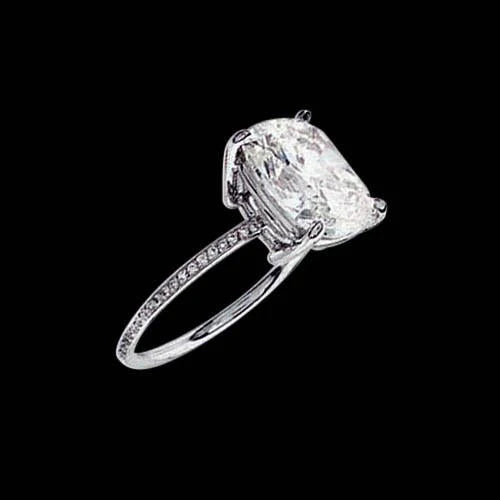 2.51 Carats Bague Réel Diamant Coussin Etincelant Solitaire Avec Accents