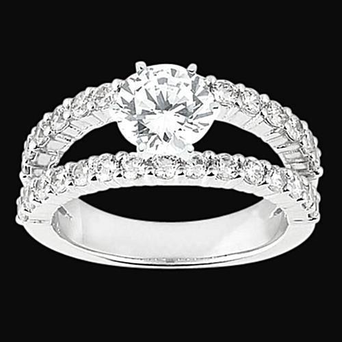 2.51 Carats Véritable Diamants Bague De Fiançailles Double Tige Or Blanc