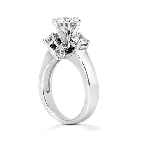 2.62 Carat F Vs1 Bague Réel Diamants Bague 3 Pierres