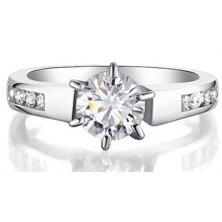 2.70 Carats Réel Diamants Alliance Sertie Griffes Or Blanc 14K