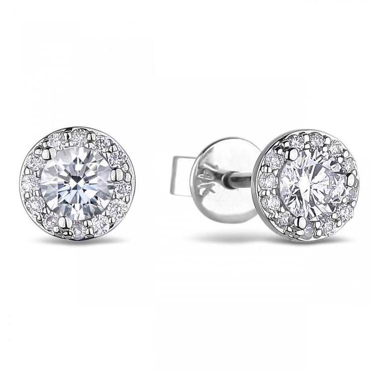 2.74 Carats Superbes Boucles D'Oreilles Naturel Diamants Coupe Ronde En Or Blanc 14K