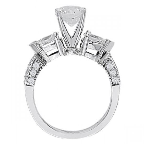 2.75 Carats Naturel Diamants Bague De Fiançailles Style Trois Pierres Or Blanc 14 Carats