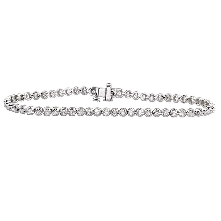 2.75 Carats Petits Naturel Diamants Coupe Ronde Bracelet Tennis Femme Or 14 Carats