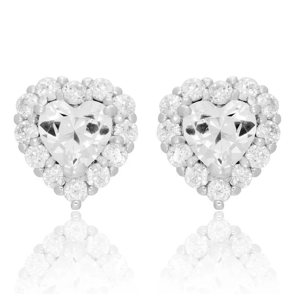 2.80 Carats Nouvelles Boucles D'oreilles En Réel Diamants Ronds Et En Forme De Cœur Avec Halo