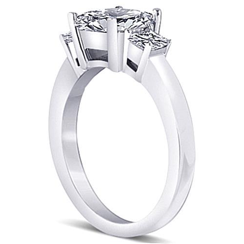 2.80 Carats Trois Pierres Princesse Réel Diamants Bague D'anniversaire Bijoux Nouveau
