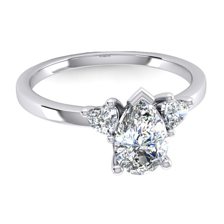2 Carats Bague à Trois Pierres Avec Diamants de Laboratoire en Poire Et Cœur Taille