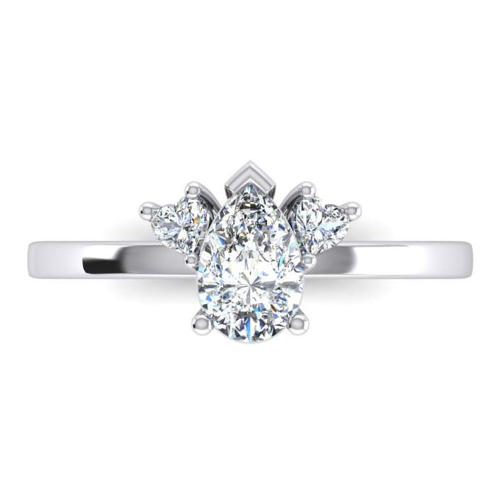 2 Carats Bague à Trois Pierres Avec Diamants de Laboratoire en Poire Et Cœur Taille
