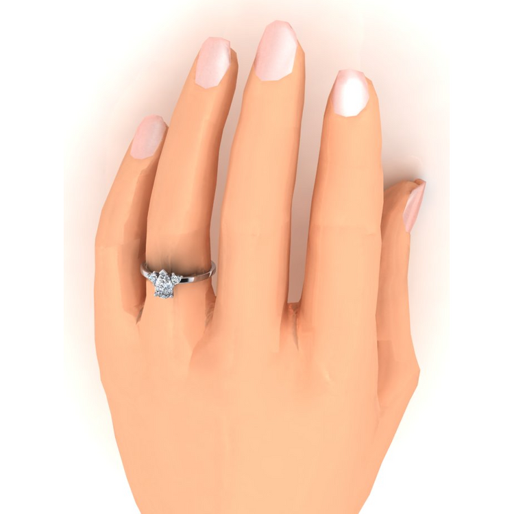 2 Carats Bague à Trois Pierres Avec Diamants de Laboratoire en Poire Et Cœur Taille