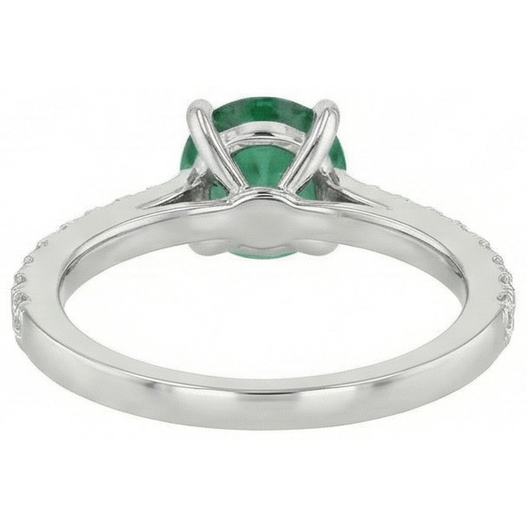 3.15 carats serti de griffes émeraude Vert et diamants alliance WG 14K