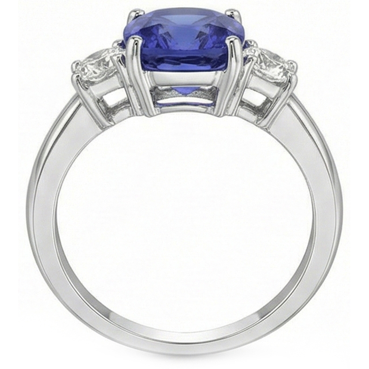 naturel cushion diamant 3.25carats bague vue de profil
