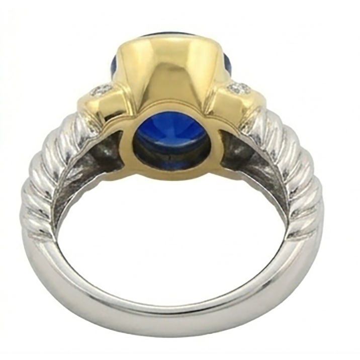3.50 Carat Ovale Sri Lanka Saphir Diamant Naturels Extraits des Mines ( et non cultivés en laboratoire ) Bague Hommes
