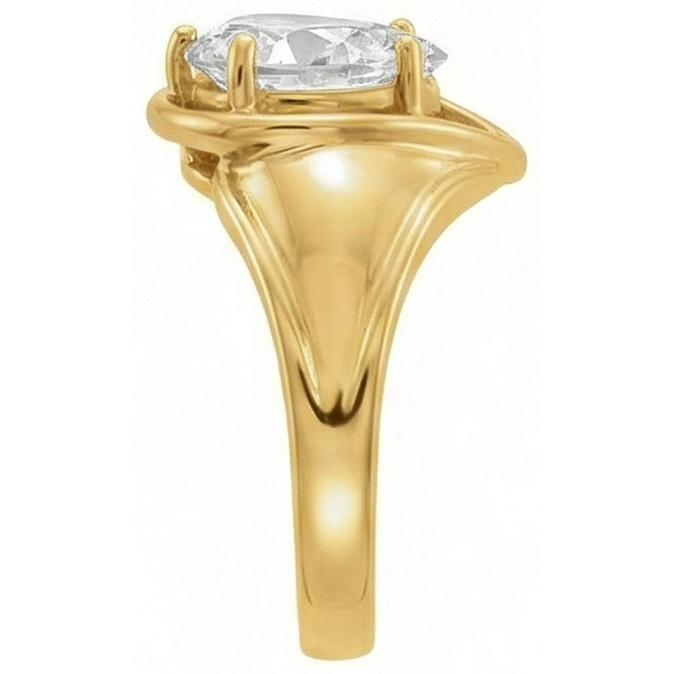 Coussin Antique Brillant bague en Or Jaune 14 Carats – vue de côté