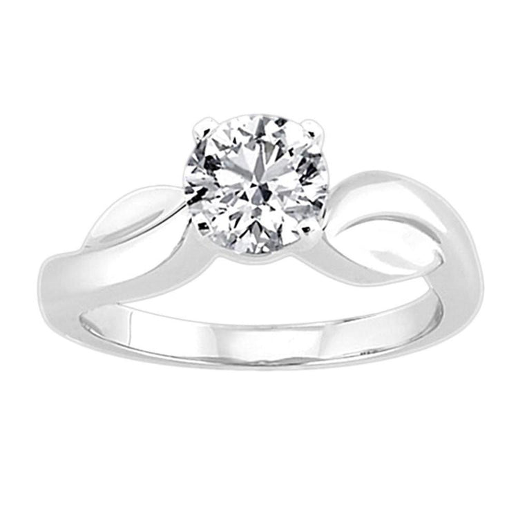 3 Carats. Bague Fantaisie Solitaire Véritable Diamant Rond Or Blanc 14K Nouveau