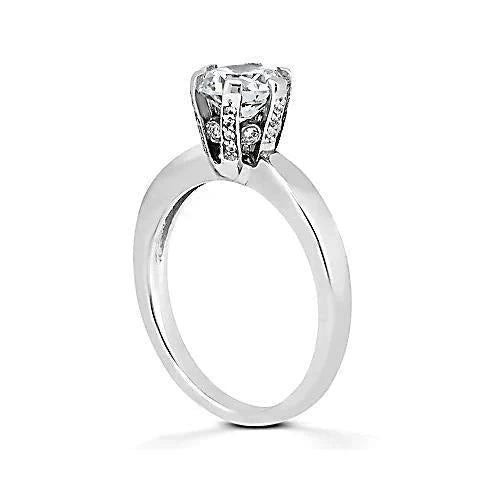3 Carats. Bague de Fiançailles Solitaire Réel Diamant Or Blanc
