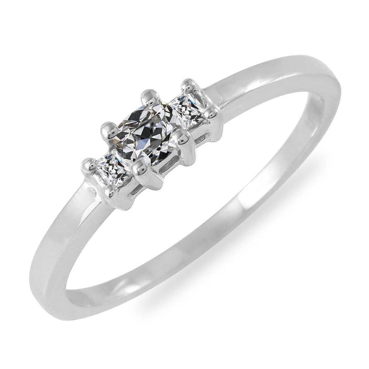 3 Pierre ovale ancienne mine Cut Véritable Diamond Ring Panier Ensemble Bijoux 2.50 Carats