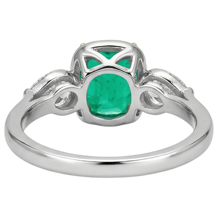 Émeraude Fine Bague avec Gemme 1,50-carats Or 14K Bicolore – vue arrière