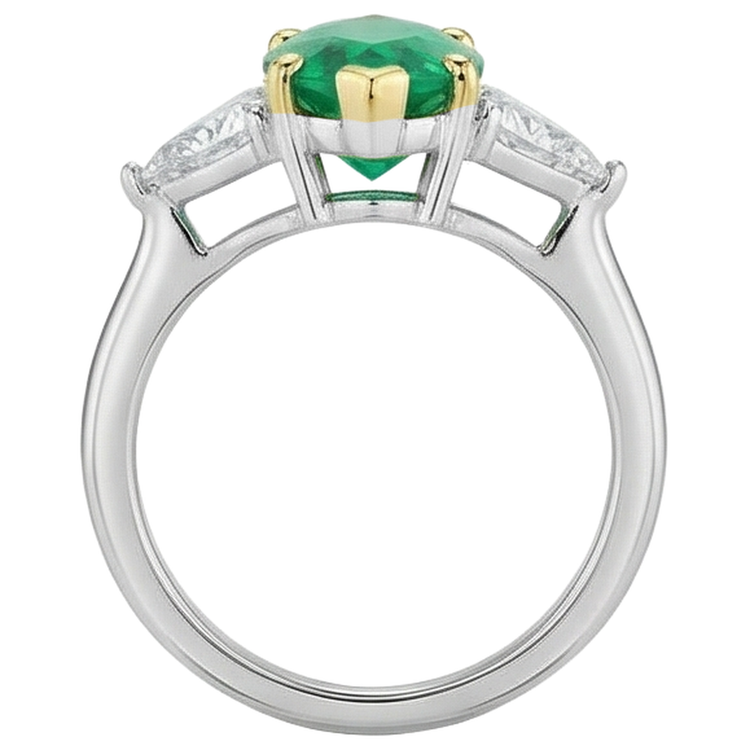 Émeraude Bague Pierre Précieuse 3 carats Or Deux Tons 14 Carats – vue arrière