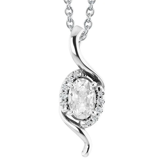 3 carat Pendentif Réel diamant taille ovale torsadé style