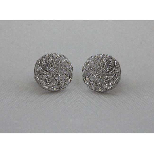 3 carats. Boucles D'oreilles Puces Véritable Diamants Ronds Or Blanc