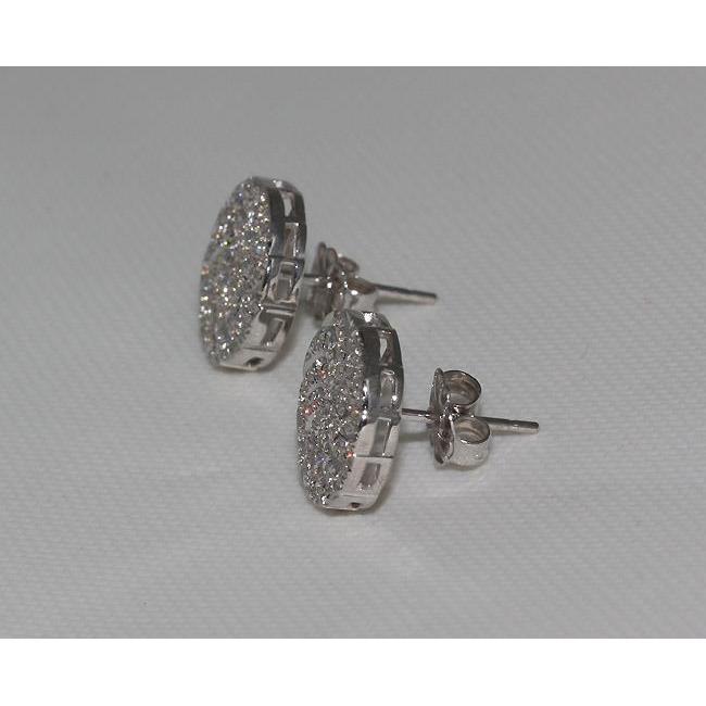 3 carats. Boucles D'oreilles Puces Véritable Diamants Ronds Or Blanc