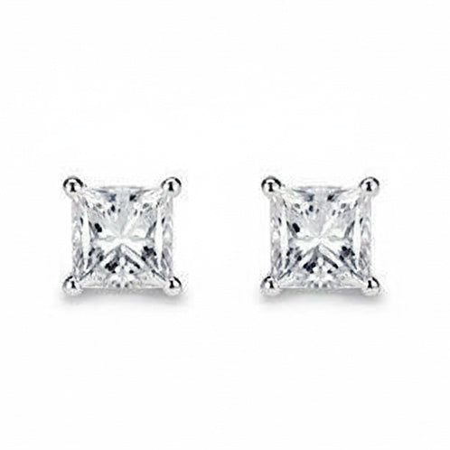 3.00 Carats Réel Diamants Dames Boucles D'oreilles Boucles D'oreilles Taille Princesse Or Blanc 14K