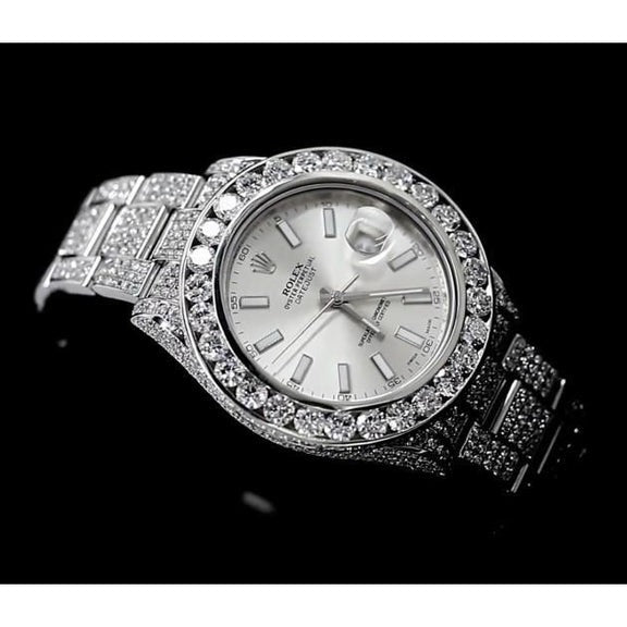 33 CT. Montre Rolex Date Just II en diamant personnalisée Bracelet huître acier inoxydable2