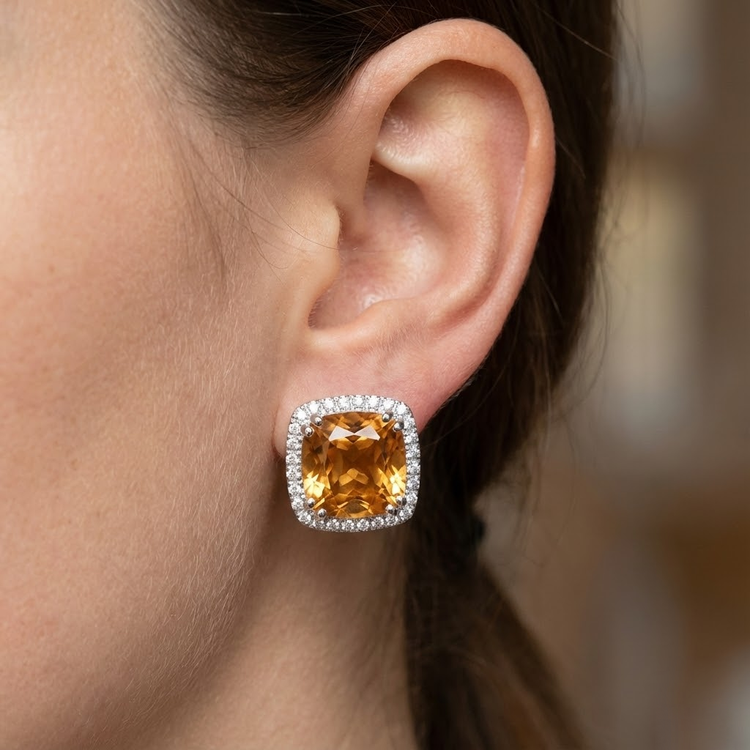 Citrine Gemstone Earring – vue d'angle