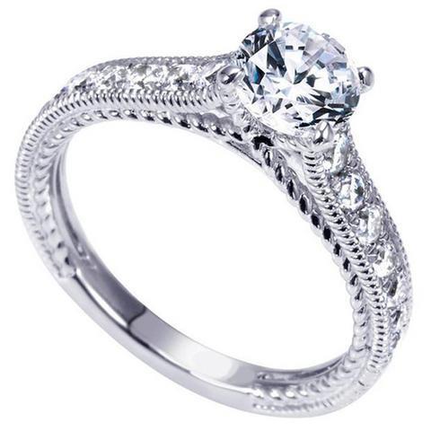 3.00 Carats Bague Aspect Antique Naturel Diamant Rond Or Blanc