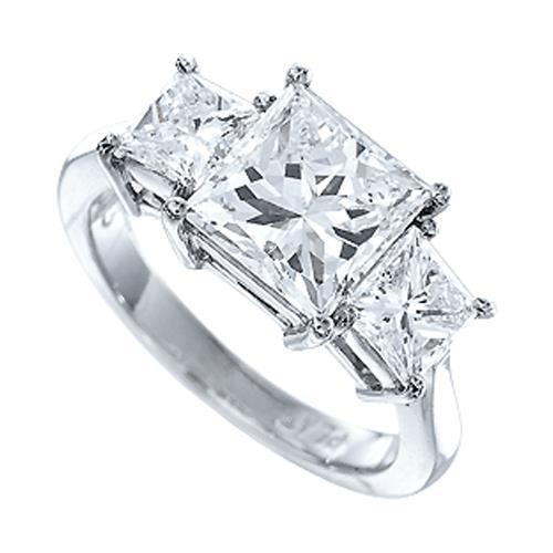 3.01 Ct. Alliance Or Blanc Trois Pierres Réel Diamant Anniversaire