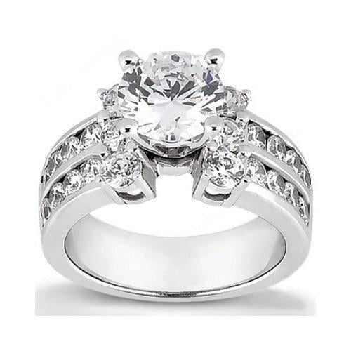 3.25 Carats Bague De Fiançailles Naturel Diamant Sertie Or Blanc