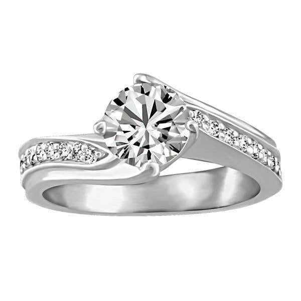 3.30 Carats Bague Solitaire Naturel Diamants Taille Ronde Avec Accents Nouveau