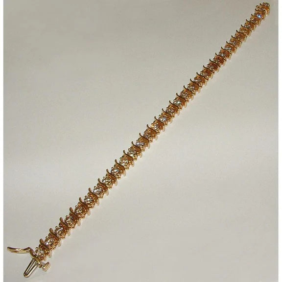 3.5 Carats Bracelet Réel Diamants Bracelet Or Jaune 14K Neuf