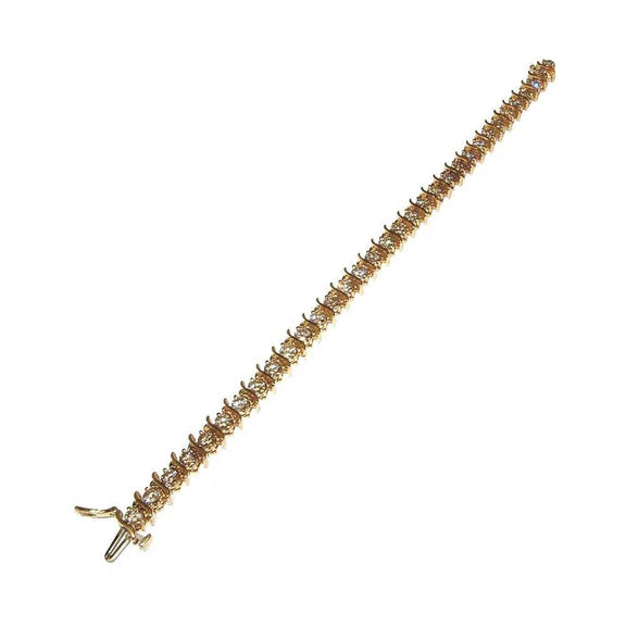3.5 Carats Bracelet Réel Diamants Bracelet Or Jaune 14K Neuf