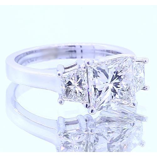 3.50 Carats Bague De Fiançailles Véritable Diamant Princesse Trois Pierres Nouveau