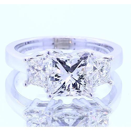 3.50 Carats Bague De Fiançailles Véritable Diamant Princesse Trois Pierres Nouveau