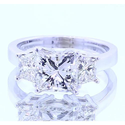 3.50 Carats Bague De Fiançailles Véritable Diamant Princesse Trois Pierres Nouveau