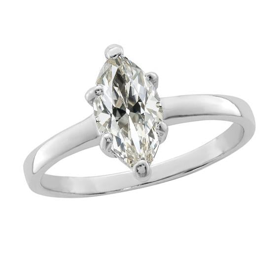 3.50 Carats Bague Solitaire Marquise Vieux Mineur Naturel Diamant Femme Bijoux