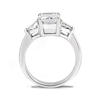 3.50 Carats Emeraude Et Bague De Mariage Réel Diamant Taille Trillion Trois Pierres