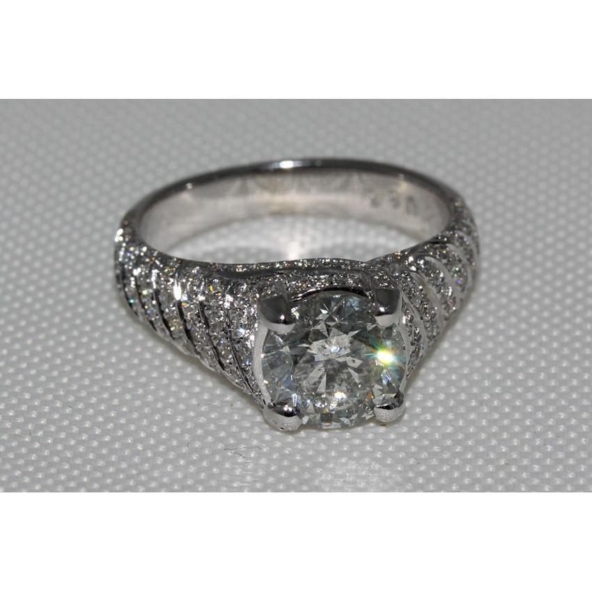 3.50 Ct. Bague De Fiançailles En Véritable Diamants Bague En Or Micro Pavé