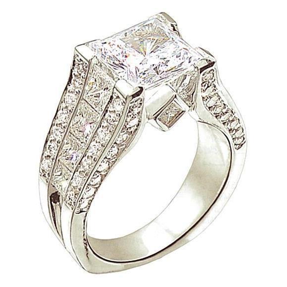 3.50 carats. Bague De Fiançailles Réel Diamant Accentué Bijoux Femme Nouveau